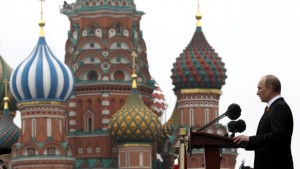 Russian President Putin makes a speech during the Victory Parade on Moscow's Red Square