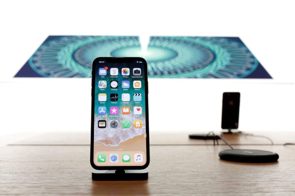 FILE PHOTO: The new iPhone X is pictured at the Apple Store Marche Saint-Germain in Paris